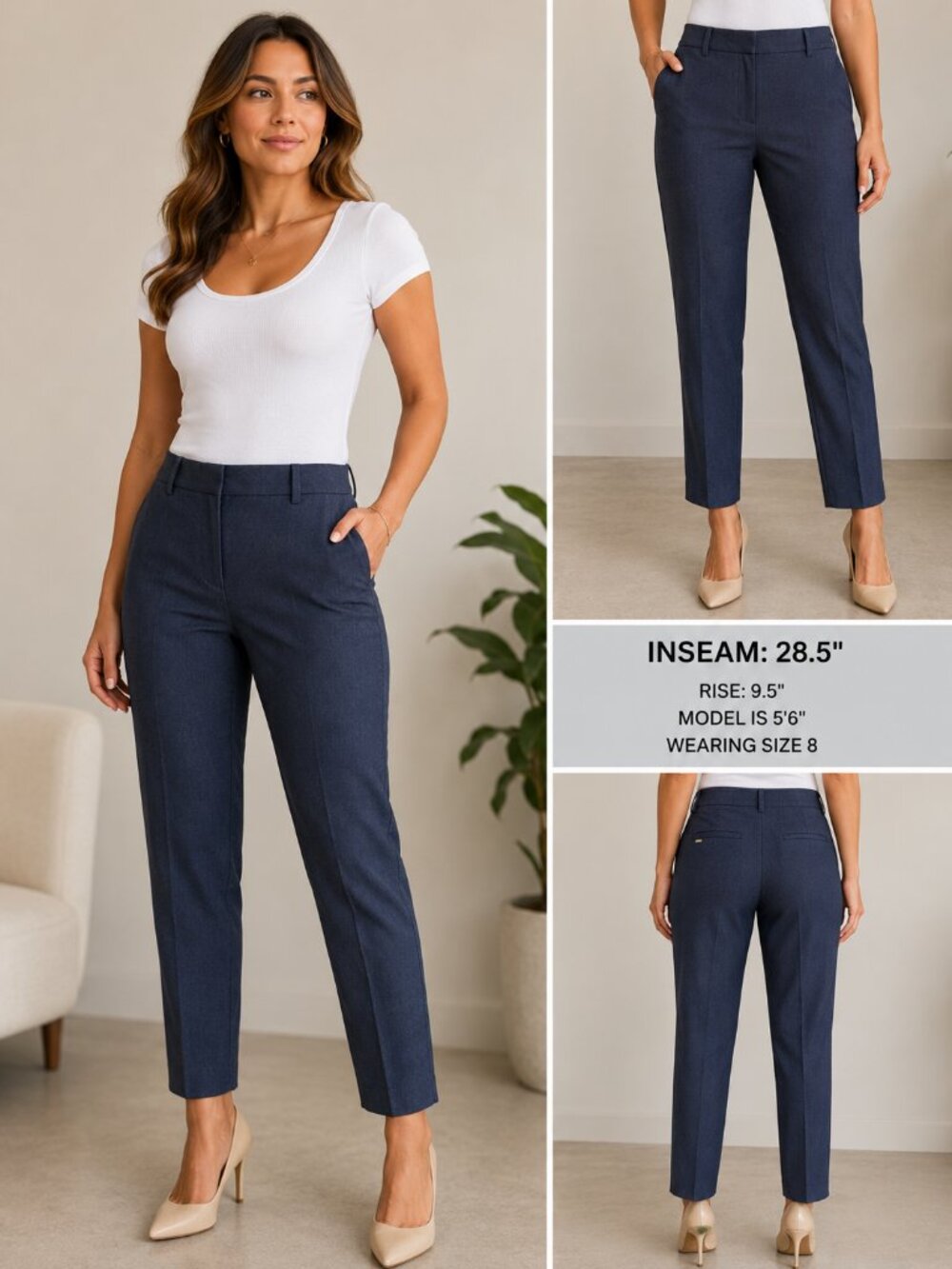 Tommy Hilfiger Women’s Career Ankle Pants Blue Stretch Size 8